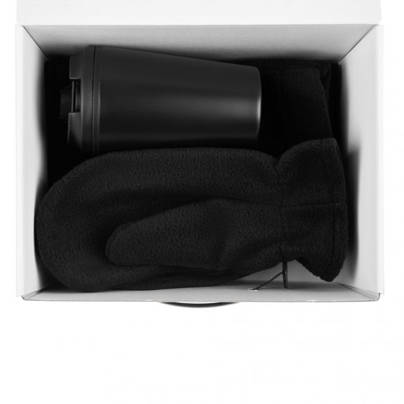 Набор Fleecy с термостаканом, черный 