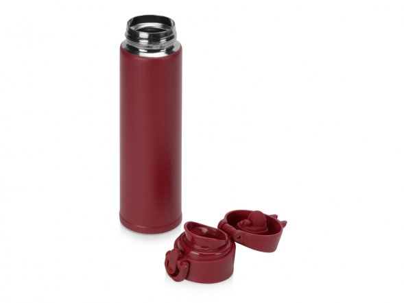 Вакуумная герметичная термокружка Inter, глубокий красный, нерж. сталь 