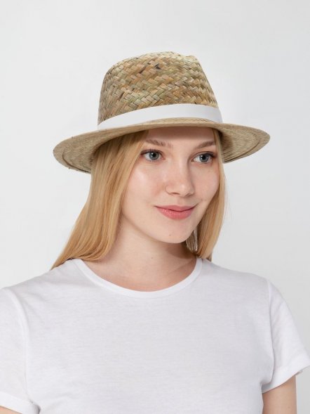 Шляпа Daydream, бежевая с белой лентой 
