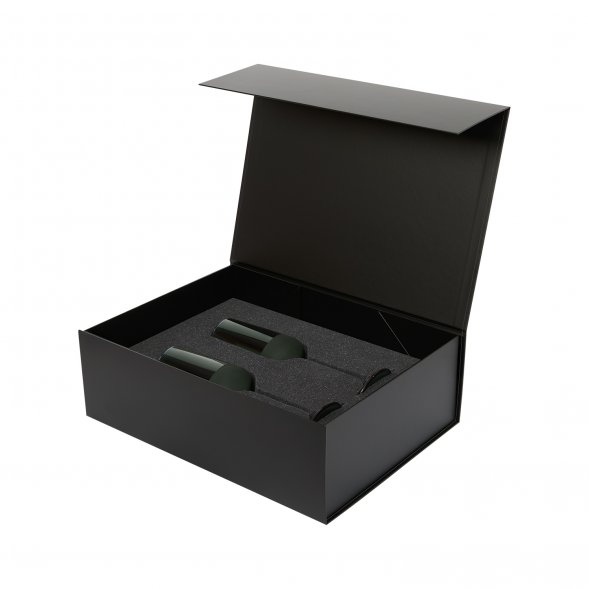 Подарочный набор 2 бокала для шампанского Emerald в черной коробке 