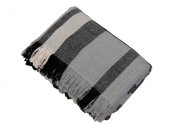 Плед Liner с бахромой, 140*205 см., серый с черным 