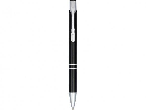 Кнопочная шариковая ручка Moneta из анодированного алюминия, черные чернила, черный 