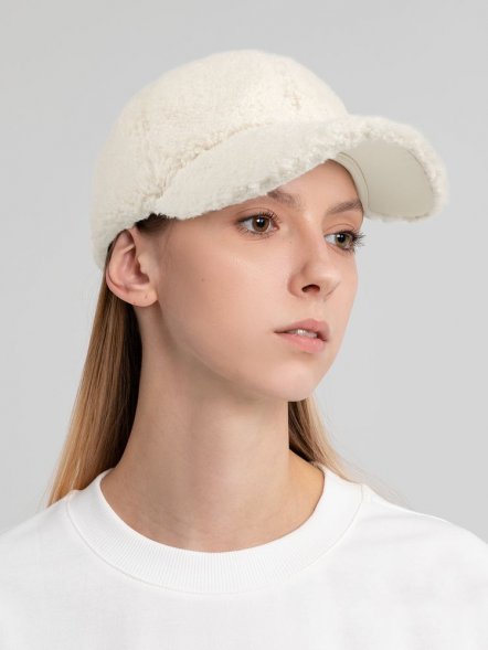 Бейсболка Oblako, утепленная, молочно-белая 