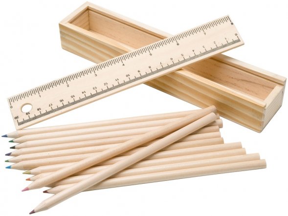 Набор из 12 карандашей в подарочной коробке с линейкой 
