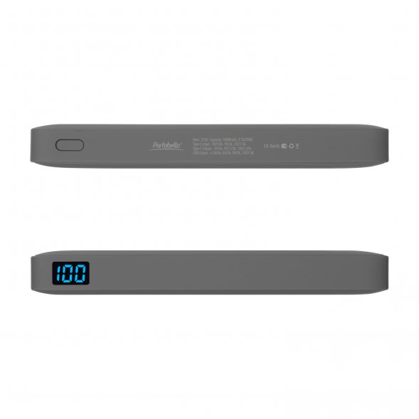 Внешний аккумулятор с подсветкой Ancor PD Plus 10000 mAh, серый 