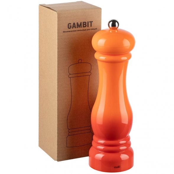 Механическая мельница для специй Gambit, оранжево-красная 