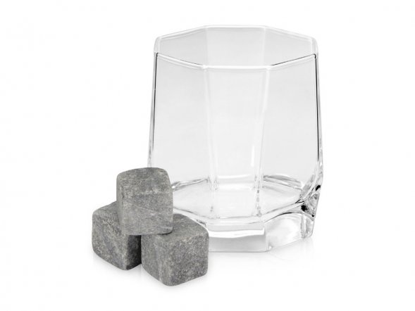 Набор для виски: 1 бокал, 3 камня, мешочек, коробка 