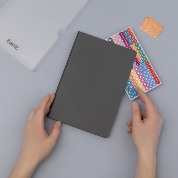 Ежедневник Star недатированный, серый (с упаковкой, со стикерами) 