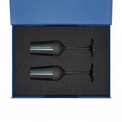 Подарочный набор 2 бокала для шампанского Emerald в синей коробке