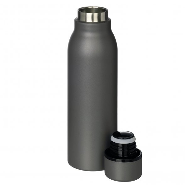 Термобутылка вакуумная герметичная Sorento, серая, зернистое покрытие 
