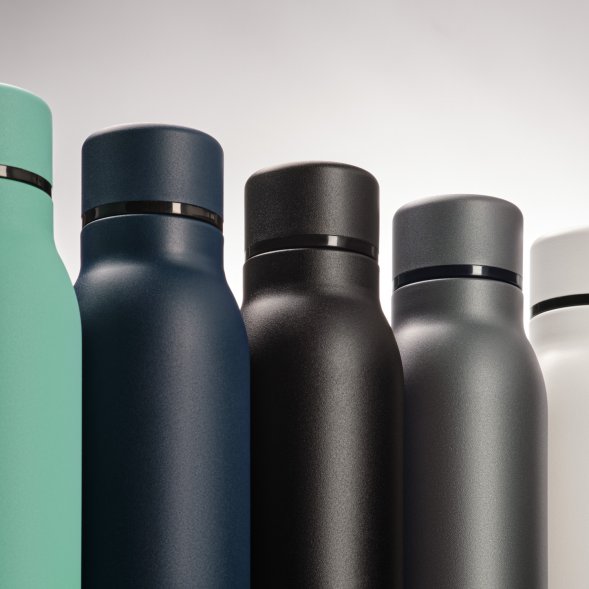Термобутылка вакуумная герметичная Sorento, серая, зернистое покрытие 
