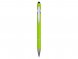 Ручка металлическая soft-touch шариковая со стилусом Sway, зеленое яблоко/серебристый 