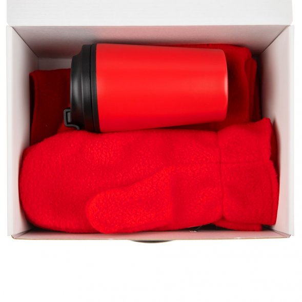 Набор Fleecy с термостаканом, красный 