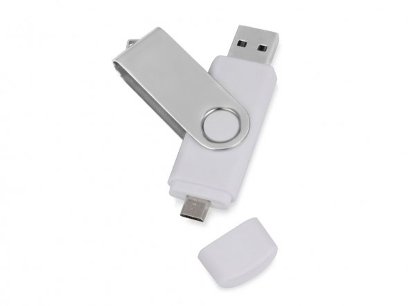 USB/micro USB-флешка 2.0 на 16 Гб Квебек OTG, белый 