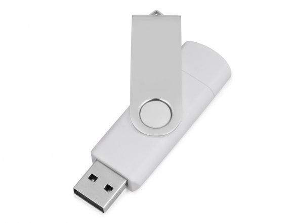 USB/micro USB-флешка 2.0 на 16 Гб Квебек OTG, белый 