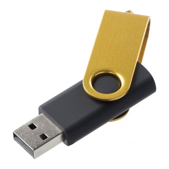 Флешка Twist Color, черная с желтым, 16 Гб 