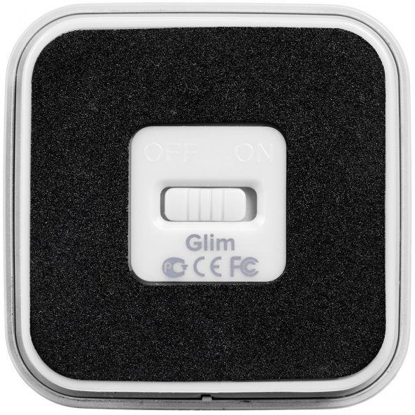 Беспроводная колонка с подсветкой гравировки Glim, белая 