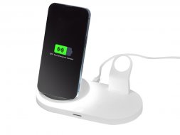 Складная зарядная станция с беспроводной зарядкой Flashport, 15 Вт, белый