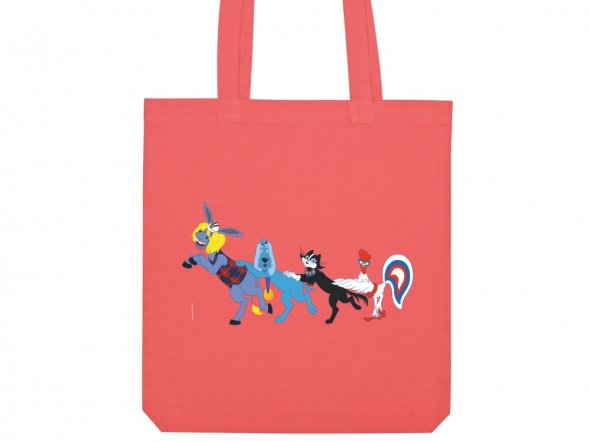 Сумка из плотного хлопка Бременские музыканты, 220 г/м2, коралловый 