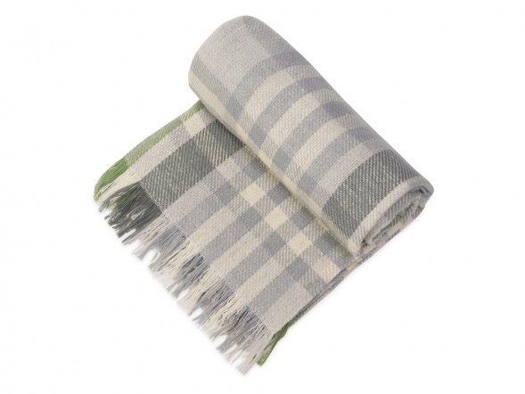 Плед Liner с бахромой, 140*205 см., серый с фисташковым 