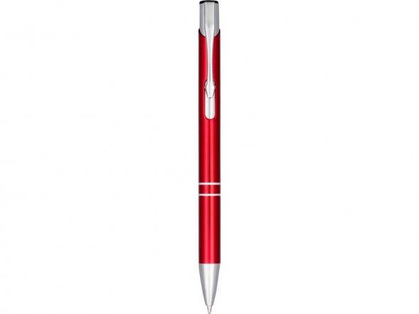 Кнопочная шариковая ручка Moneta из анодированного алюминия, черные чернила, красный 
