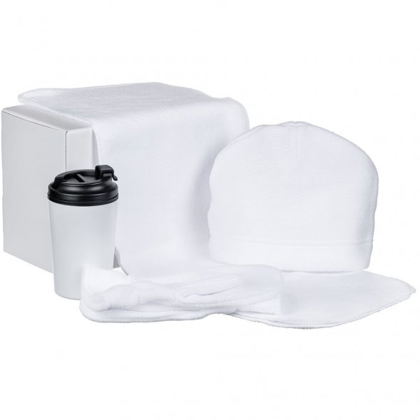 Набор Fleecy с термостаканом белый 