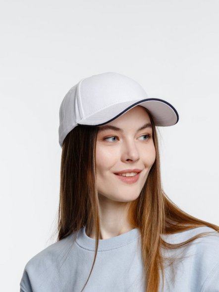 Бейсболка Spiker, белая с темно-синим 