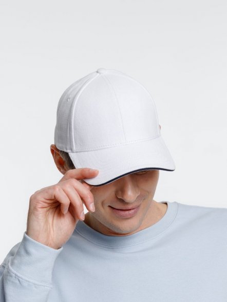 Бейсболка Spiker, белая с темно-синим 