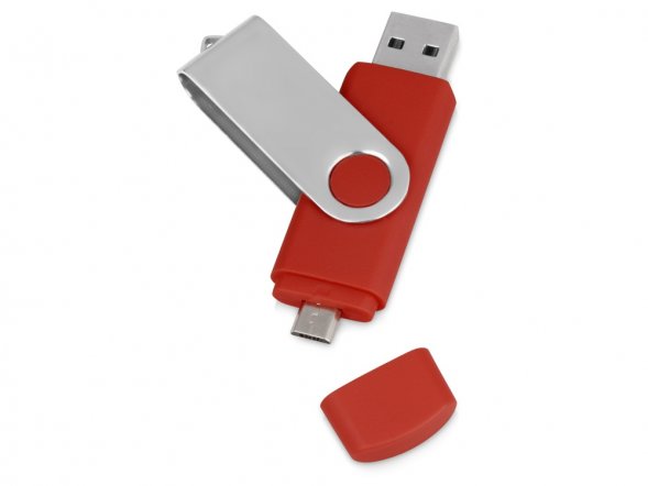 USB/micro USB-флешка 2.0 на 16 Гб Квебек OTG, красный 