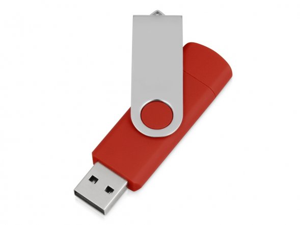 USB/micro USB-флешка 2.0 на 16 Гб Квебек OTG, красный 
