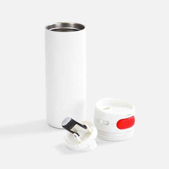 Термостакан X1 с цветной кнопкой, белый с красным 