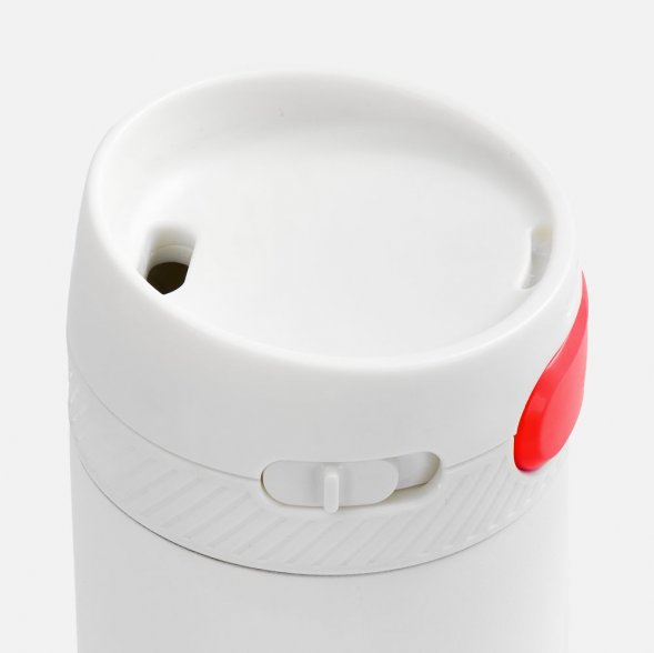 Термостакан X1 с цветной кнопкой, белый с красным 