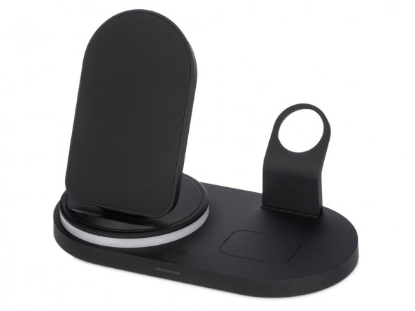 Складная зарядная станция с беспроводной зарядкой Flashport, 15 Вт, черный 