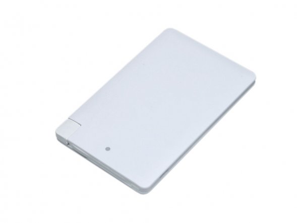 Универсальное зарядное устройство Credit _card1_power_bank  под нанесение логотипа  в виде кредитной карты, толщина всего 7,5 . 2500MAH. Белый 