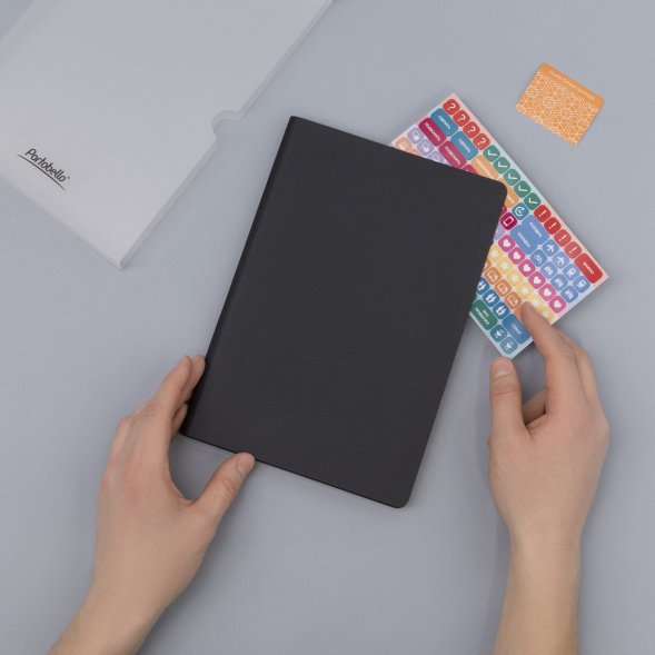 Ежедневник Star недатированный, черный (с упаковкой, со стикерами) 