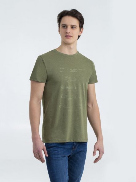 Футболка приталенная Old Patents. Knife, меланж хаки 