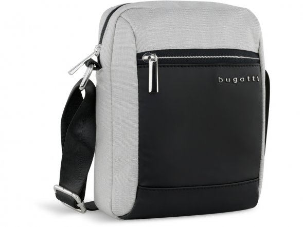 Сумка наплечная мужская BUGATTI Sera, светло-серая, полиэстер, 17х5,5х21 см, 1,5 л 