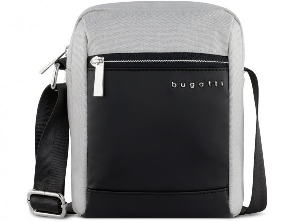 Сумка наплечная мужская BUGATTI Sera, светло-серая, полиэстер, 17х5,5х21 см, 1,5 л 