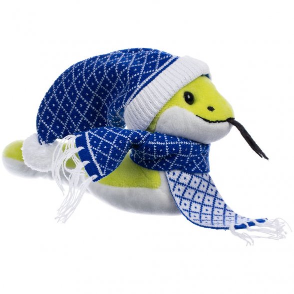 Мягкая игрушка Baby Snake Right, в синем шарфике и шапочке 