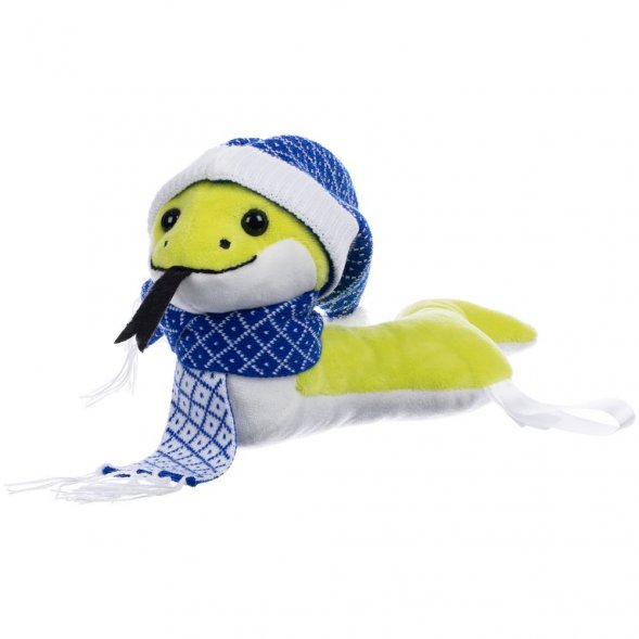 Мягкая игрушка Baby Snake Right, в синем шарфике и шапочке 
