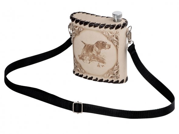 Фляга 503(белая кожа) , 0,5 л 