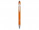 Ручка металлическая soft-touch шариковая со стилусом Sway, оранжевый/серебристый 