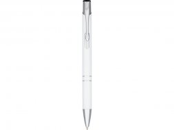 Кнопочная шариковая ручка Moneta из анодированного алюминия, черные чернила, белый