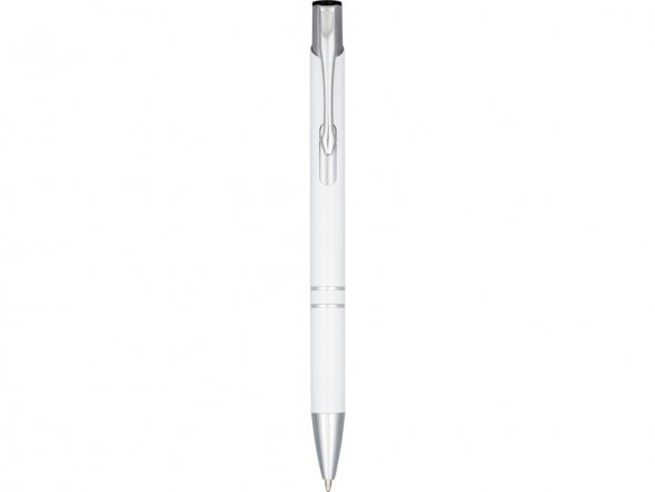 Кнопочная шариковая ручка Moneta из анодированного алюминия, черные чернила, белый 