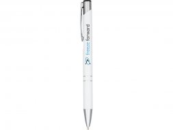 Кнопочная шариковая ручка Moneta из анодированного алюминия, черные чернила, белый