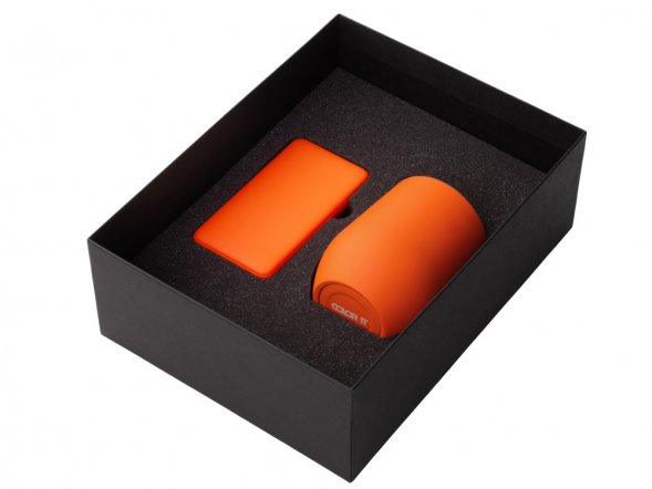 Подарочный набор с термокружкой и повербанком С1, 5000 mAh, оранжевый 