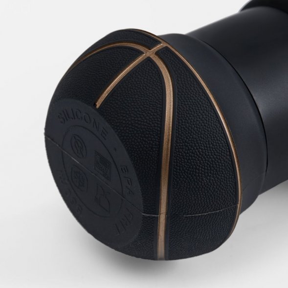Складная бутылка для воды Basketball Flex, черная 