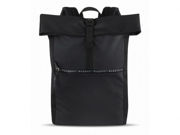 Рюкзак BUGATTI Blanc Delight, чёрный, нейлон RPET600D/тарпаулин/полиэстер, 41х13х46 см, 15 л 