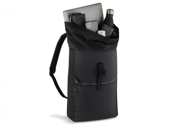 Рюкзак BUGATTI Blanc Delight, чёрный, нейлон RPET600D/тарпаулин/полиэстер, 41х13х46 см, 15 л 