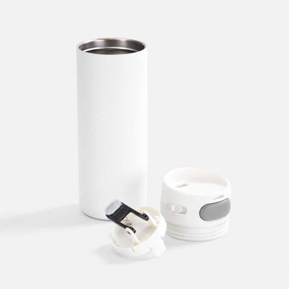 Термостакан X1 с цветной кнопкой, белый с серым 